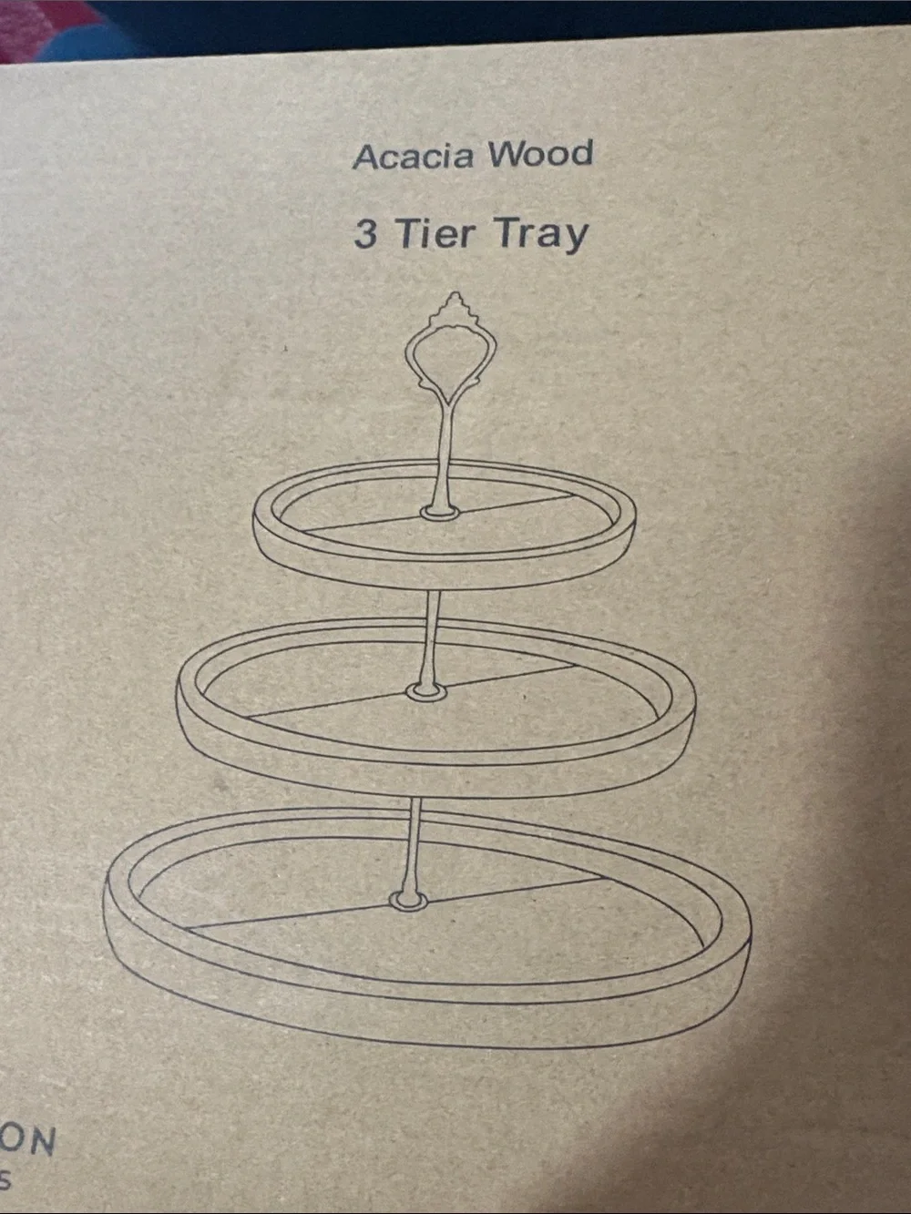 Acacia Wood 3-Tier Tray - Natural Wood Finish